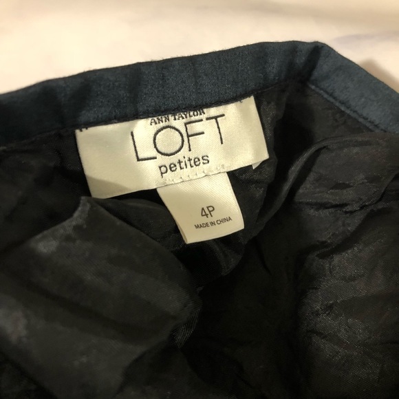 LOFT Petites Watercolor Blue/Purple Black Skirt - Picture 3 of 7